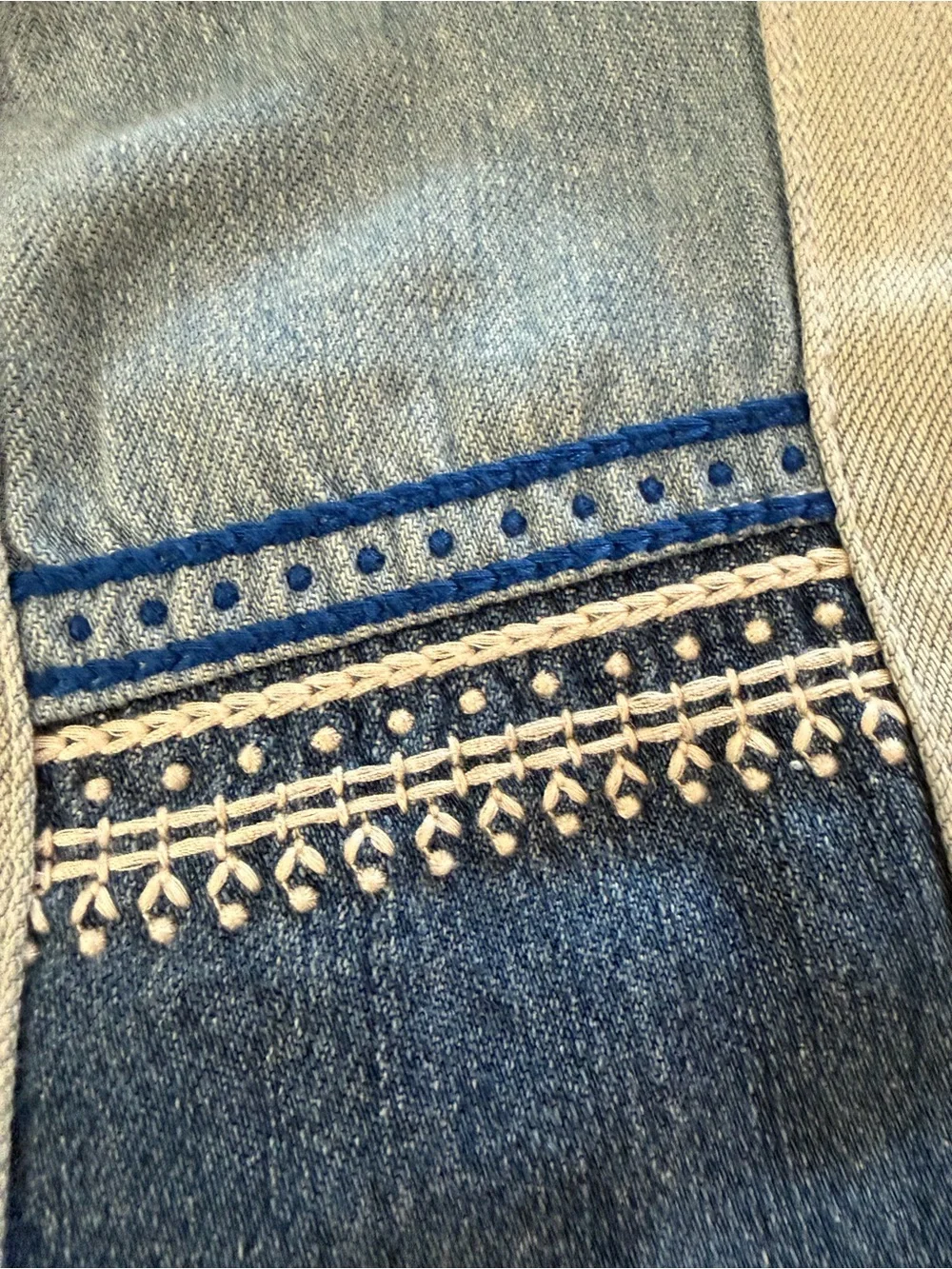 FREE PEOPLE Willa Pieced Wide-Leg Jeans Patchwork Embroidery 27